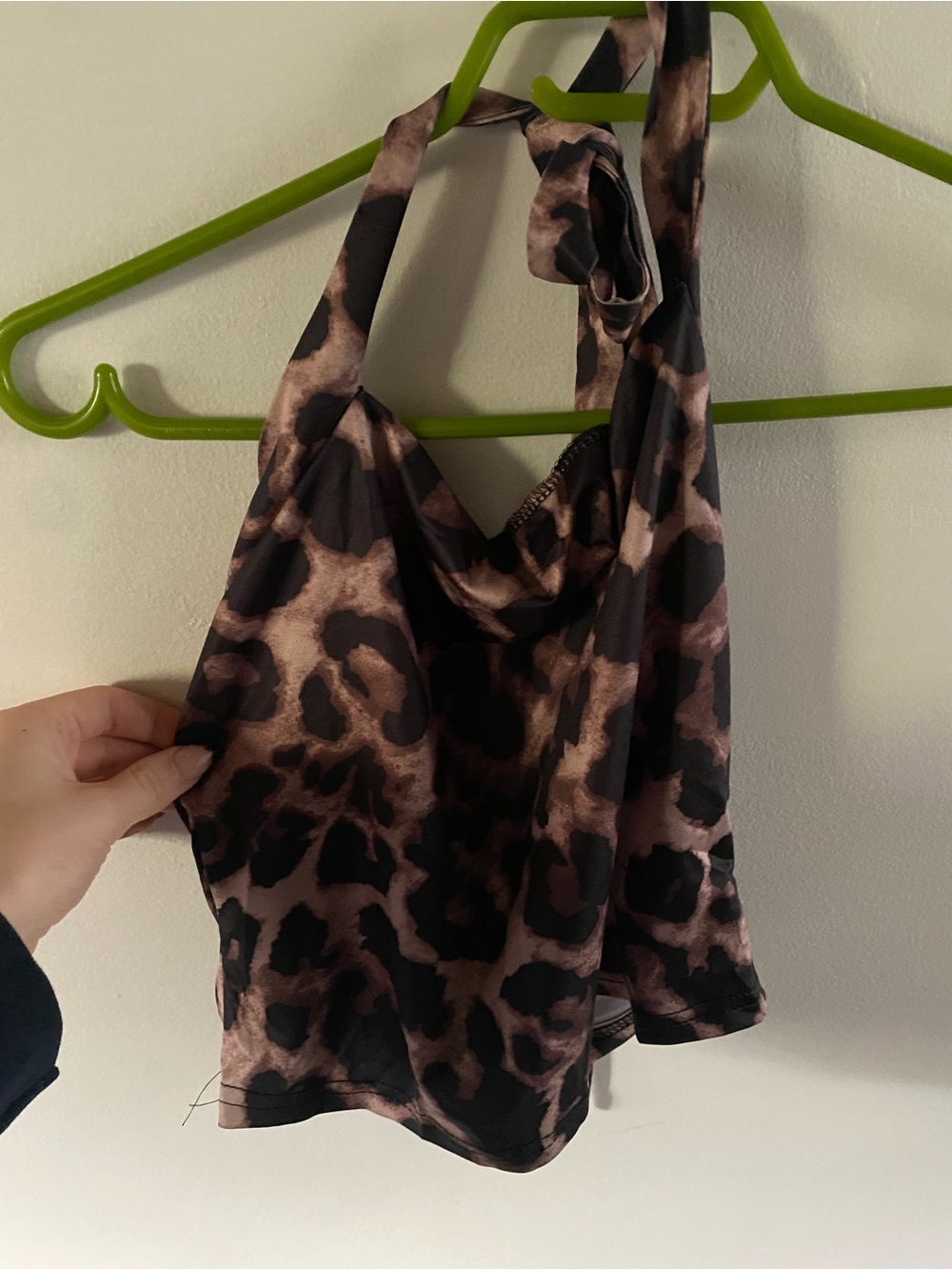 Leopard-Print Halter Camisole in Brown and Black